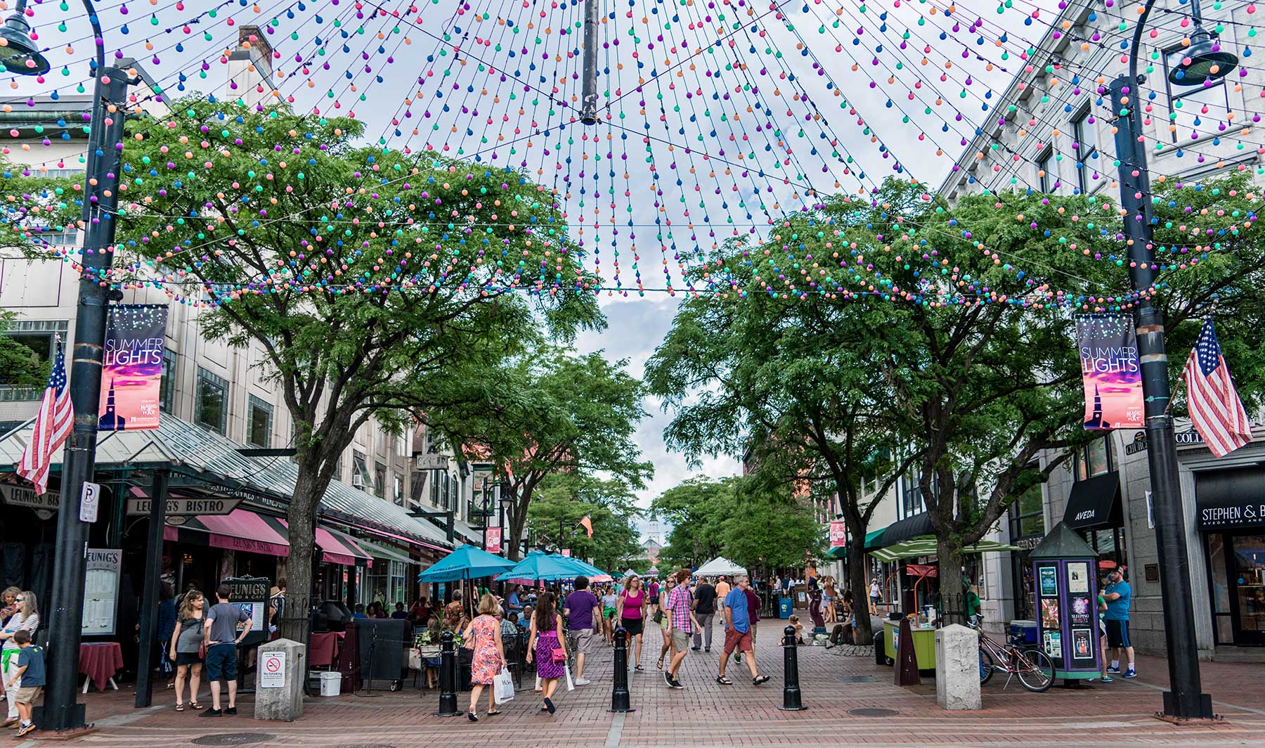 Church Street Marketplace in Burlington Vermont in the summer